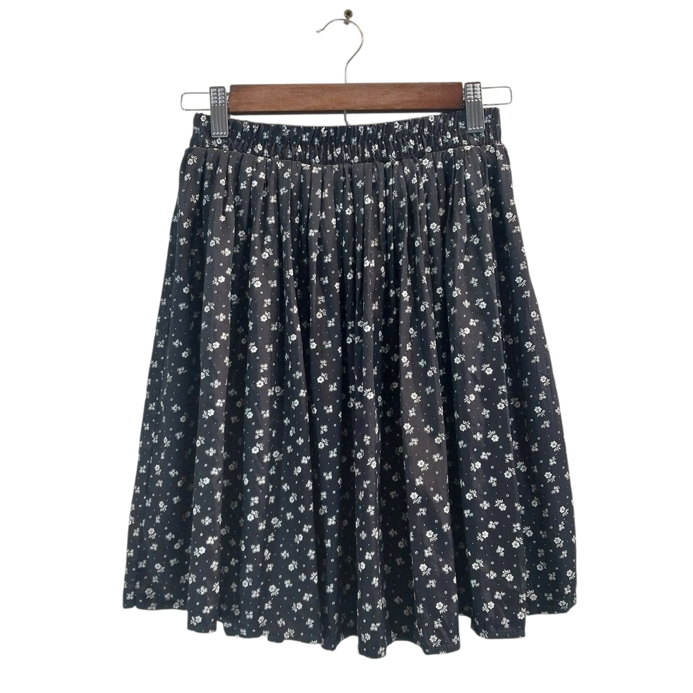 Vintage A.Byer Black & White Floral Skirt, Made in USA, Size S